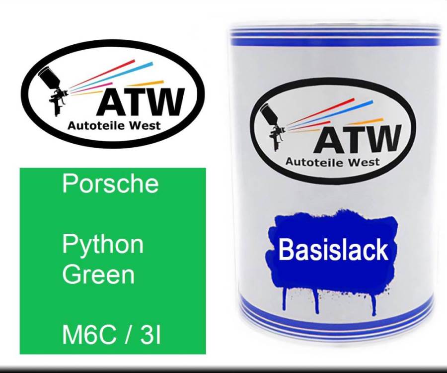 Porsche, Python Green, M6C / 3I: 500ml Lackdose, von ATW Autoteile West.